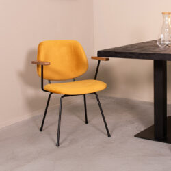 LABEL51 Eetkamerstoelen Gastron - Oker - Velvet - Zwart Metalen Frame