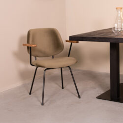 LABEL51 Eetkamerstoelen Gastron - Hunter - Velvet - Zwart Metalen Frame