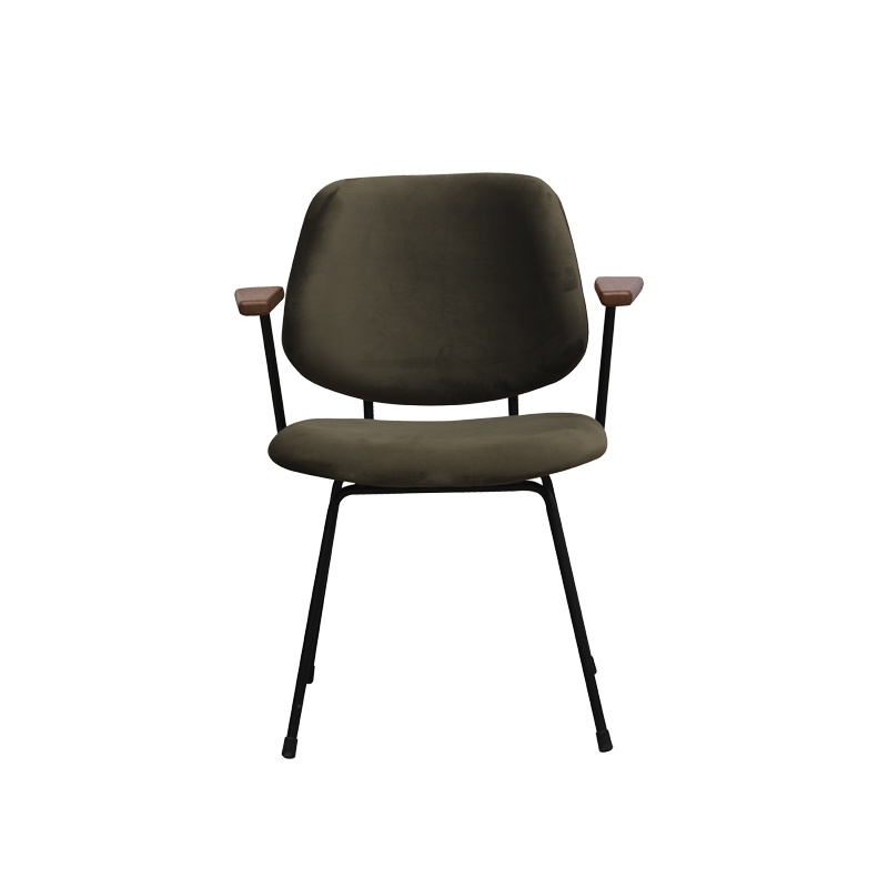 LABEL51 Eetkamerstoelen Gastron - Hunter - Velvet - Zwart Metalen Frame