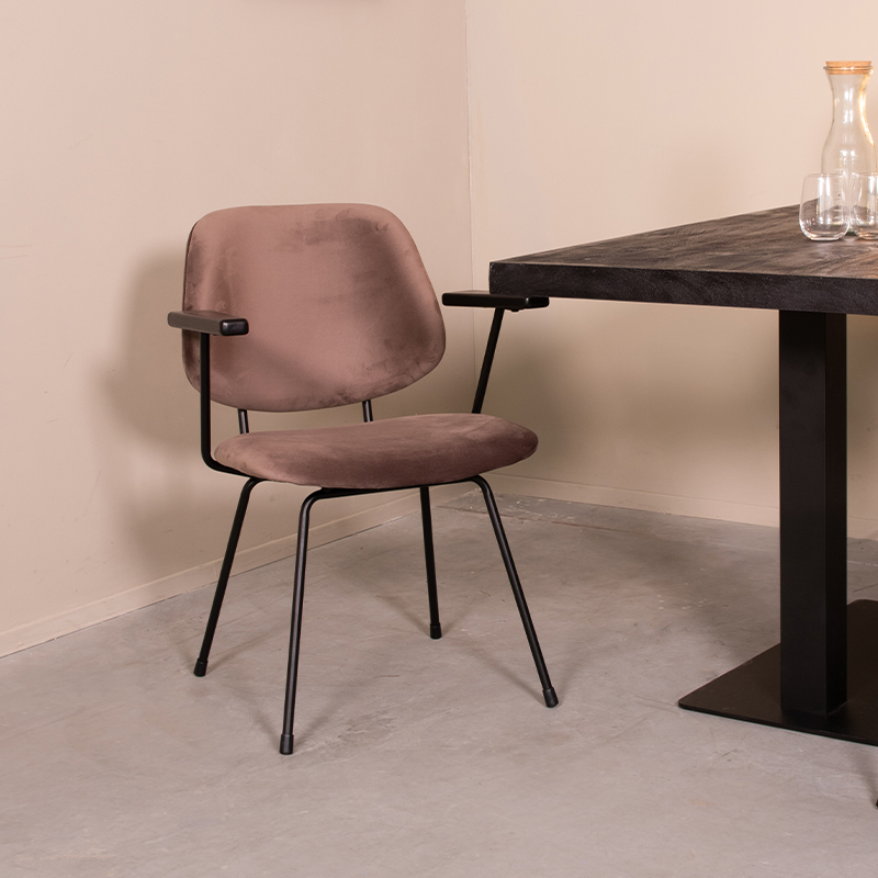 pro_96724_img_9143745 LABEL51 Eetkamerstoelen Gastron - Taupe - Velvet - Zwart Metalen Frame