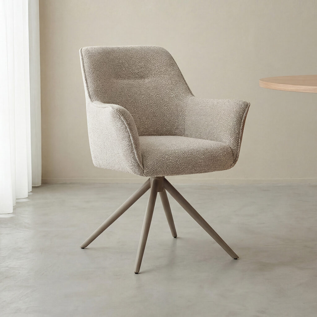 pro_96743_img_9293472 LABEL51 Eetkamerstoelen Kimora - Naturel - Boucle - Taupe Metalen Frame