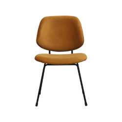 LABEL51 Eetkamerstoelen Bello - Oker - Velvet - Zwart Metalen Frame
