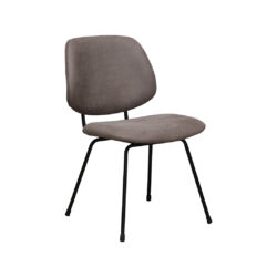 LABEL51 Eetkamerstoelen Bello - Taupe - Kunstleder - Zwart Metalen Frame