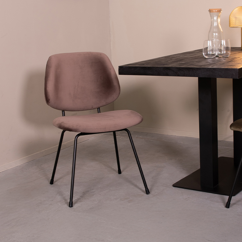 pro_96756_img_9143307 LABEL51 Eetkamerstoelen Bello - Taupe - Velvet - Zwart Metalen Frame