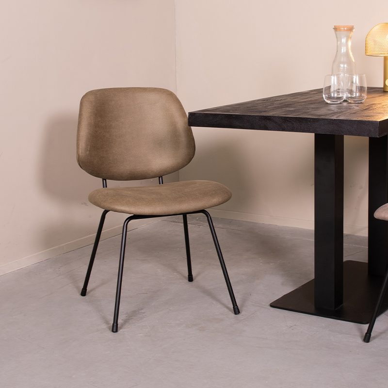 pro_96759_img_9144381 LABEL51 Eetkamerstoelen Bello - Moss - Kunstleder - Zwart Metalen Frame