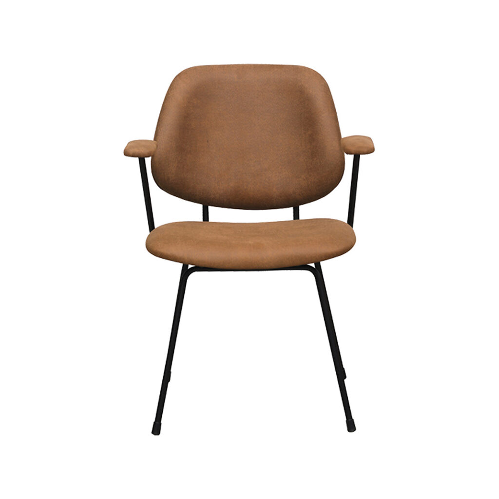LABEL51 Eetkamerstoelen Rivano - Cognac - Kunstleder - Zwart Metalen Frame