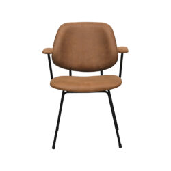 LABEL51 Eetkamerstoelen Rivano - Cognac - Kunstleder - Zwart Metalen Frame
