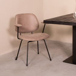 pro_96831_img_9143751 LABEL51 Eetkamerstoelen Rivano - Taupe - Kunstleder - Zwart Metalen Frame