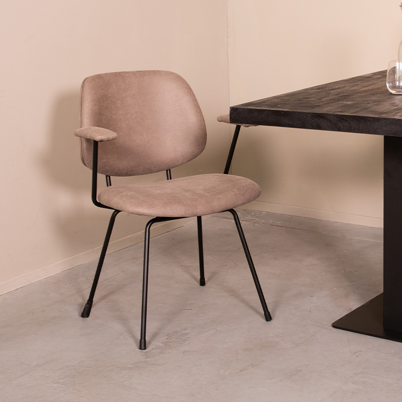 pro_96831_img_9143751 LABEL51 Eetkamerstoelen Rivano - Taupe - Kunstleder - Zwart Metalen Frame