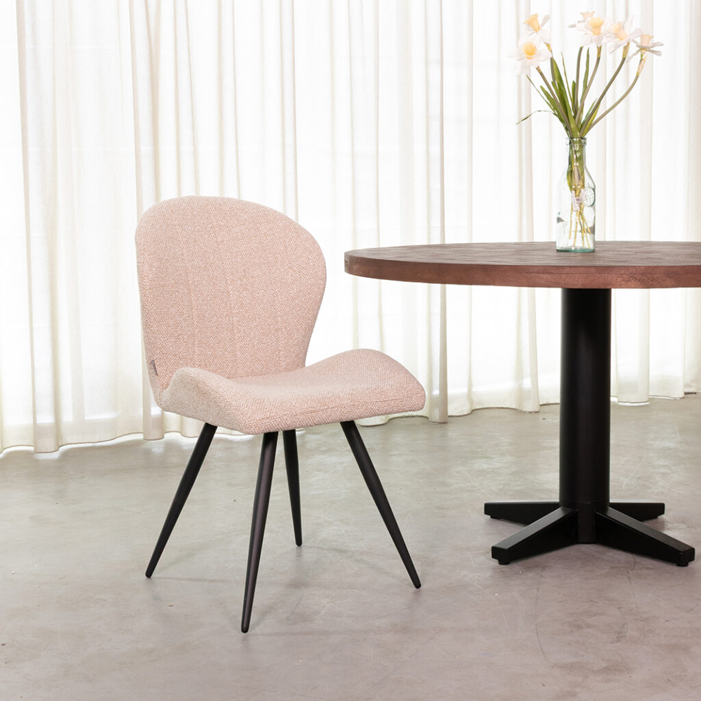 pro_107717_img_9397934 LABEL51 Eetkamerstoel Sil - Naturel - Royal Boucle - Zwart Metaal