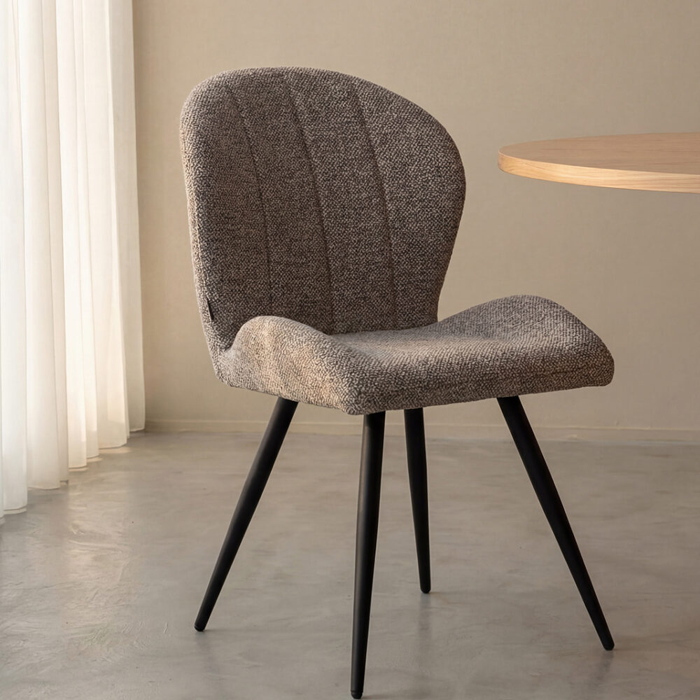 pro_107721_img_9397910 LABEL51 Eetkamerstoel Sil - Mushroom - Royal Boucle - Zwart Metaal