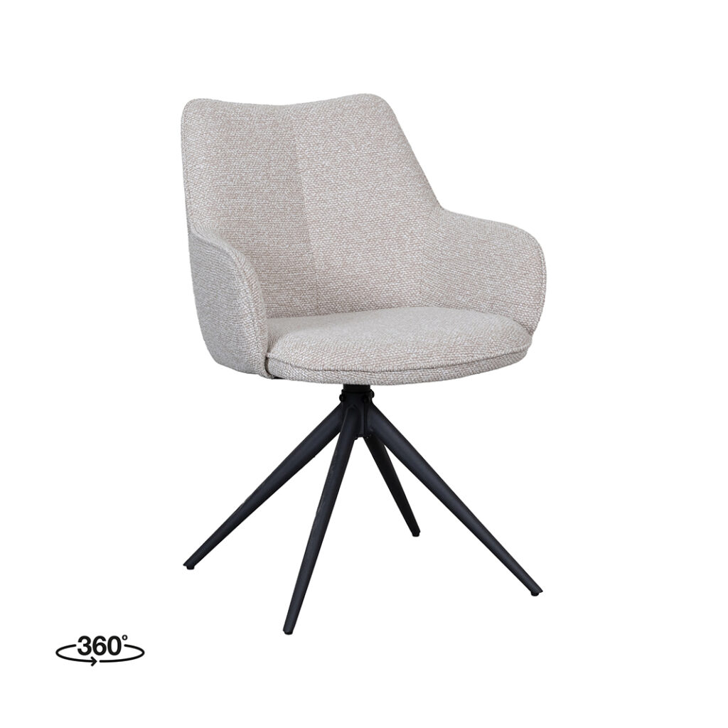 LABEL51 Eetkamerstoel Sawa - Naturel - Royal Boucle - Zwart Metaal