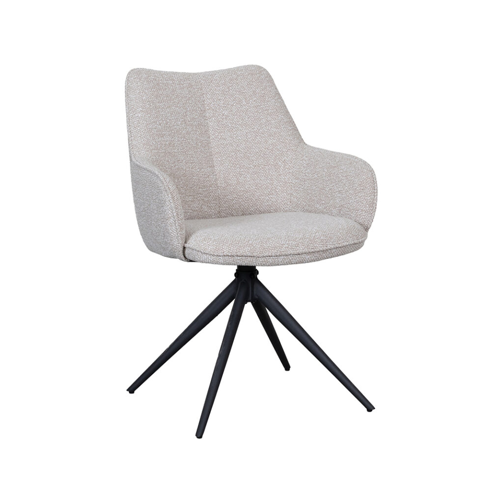 LABEL51 Eetkamerstoel Sawa - Naturel - Royal Boucle - Zwart Metaal