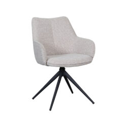 LABEL51 Eetkamerstoel Sawa - Naturel - Royal Boucle - Zwart Metaal