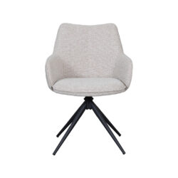 LABEL51 Eetkamerstoel Sawa - Naturel - Royal Boucle - Zwart Metaal