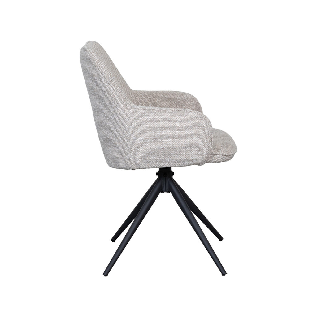 LABEL51 Eetkamerstoel Sawa - Naturel - Royal Boucle - Zwart Metaal