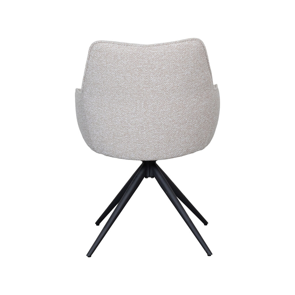 LABEL51 Eetkamerstoel Sawa - Naturel - Royal Boucle - Zwart Metaal