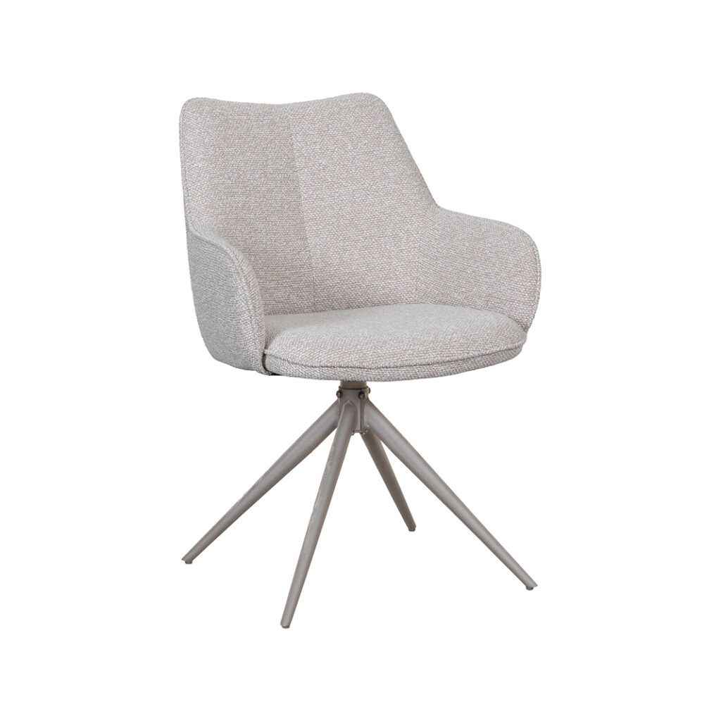 LABEL51 Eetkamerstoel Sawa - Naturel - Royal Boucle - Taupe Metaal