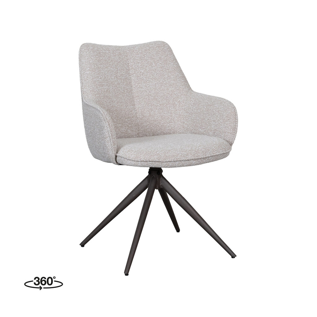 LABEL51 Eetkamerstoel Sawa - Naturel - Royal Boucle - Brons Metaal