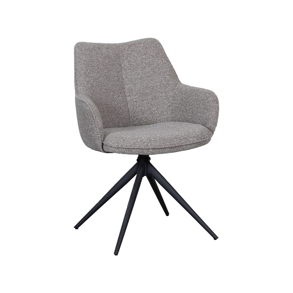 pro_108865_img_9397730 LABEL51 Eetkamerstoel Sawa - Mushroom - Royal Boucle - Zwart Metaal