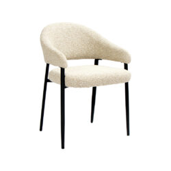 LABEL51 Eetkamerstoel Sora - Naturel - Royal Boucle - Zwart Metaal
