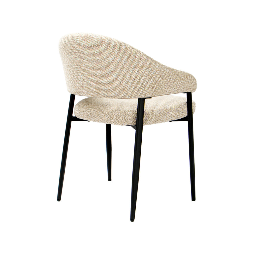 LABEL51 Eetkamerstoel Sora - Naturel - Royal Boucle - Zwart Metaal