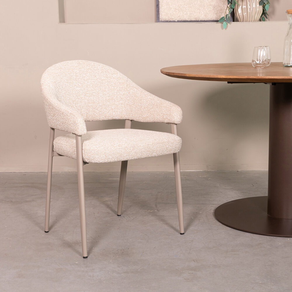 LABEL51 Eetkamerstoel Sora - Naturel - Royal Boucle - Taupe Metaal