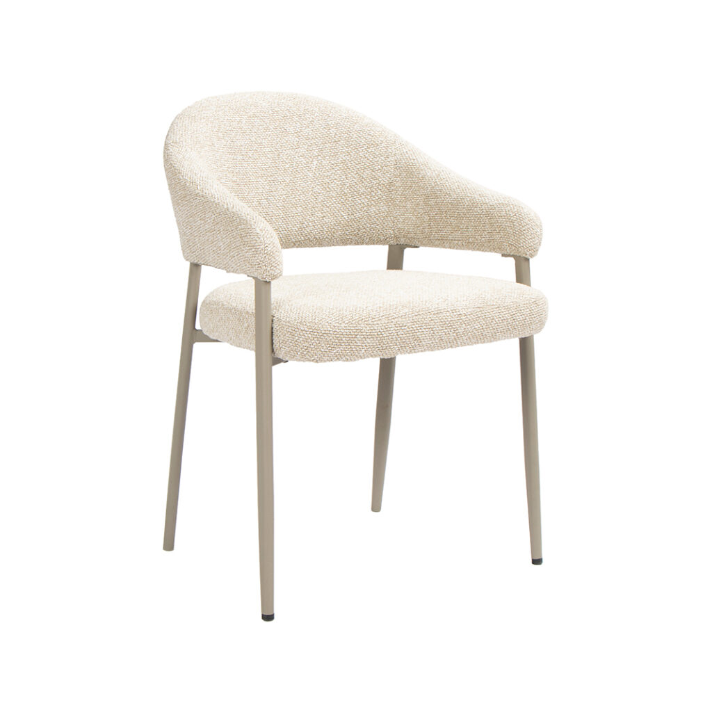 LABEL51 Eetkamerstoel Sora - Naturel - Royal Boucle - Taupe Metaal