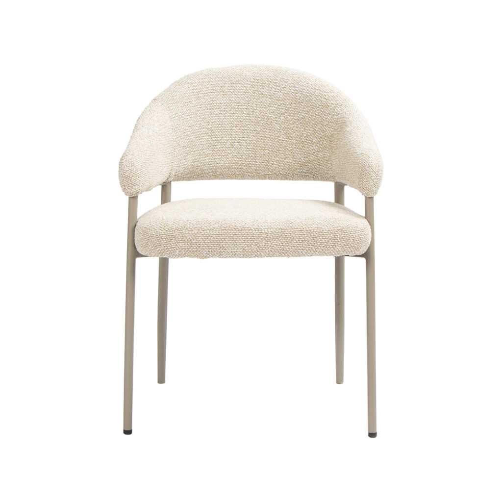 LABEL51 Eetkamerstoel Sora - Naturel - Royal Boucle - Taupe Metaal