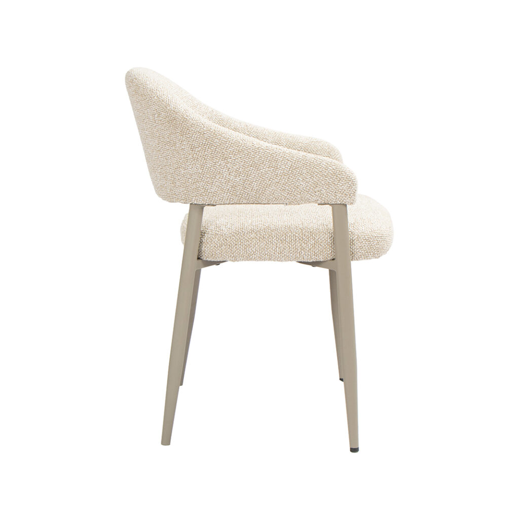 LABEL51 Eetkamerstoel Sora - Naturel - Royal Boucle - Taupe Metaal