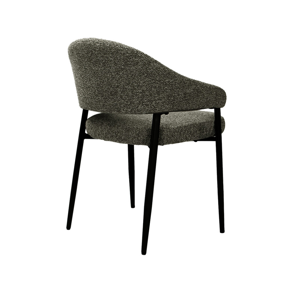LABEL51 Eetkamerstoel Sora - Mushroom - Royal Boucle - Zwart Metaal