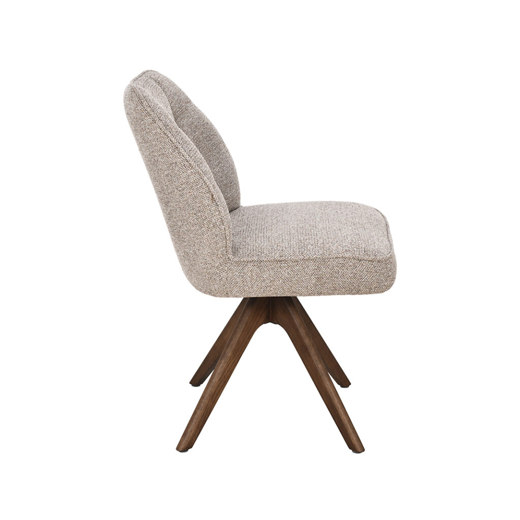 LABEL51 Eetkamerstoel Yuto - Beige - Prestige - Walnoot Hout