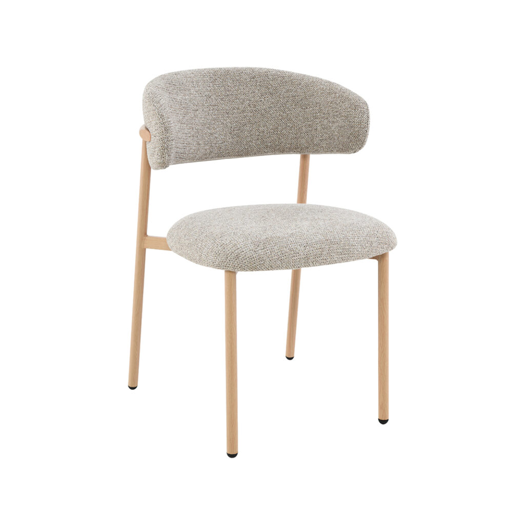LABEL51 Eetkamerstoel Kaito - Beige - Prestige - Naturel Metaal