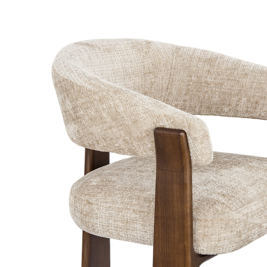 LABEL51 Eetkamerstoel Nice - Beige - Cremona - Walnoot Hout