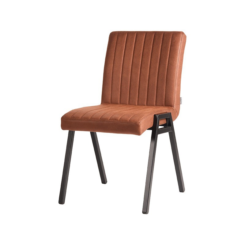 pro_1386_img_9395332 LABEL51 Eetkamerstoel Matz - Cognac - Microvezel - Zwart Metaal