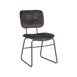 LABEL51 Eetkamerstoel Dez - Antraciet - Velours - Zwart Metaal