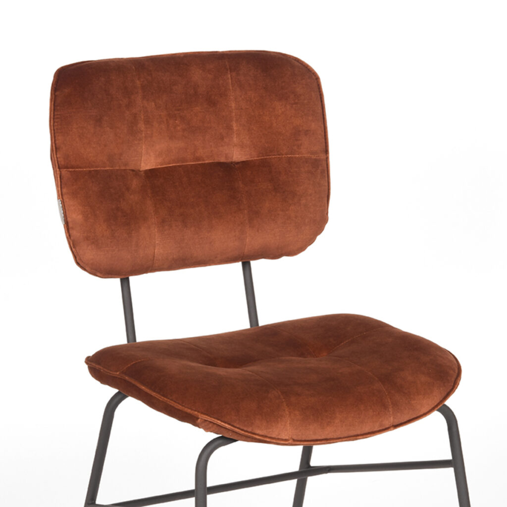 LABEL51 Eetkamerstoel Dez - Rust - Velours - Zwart Metaal