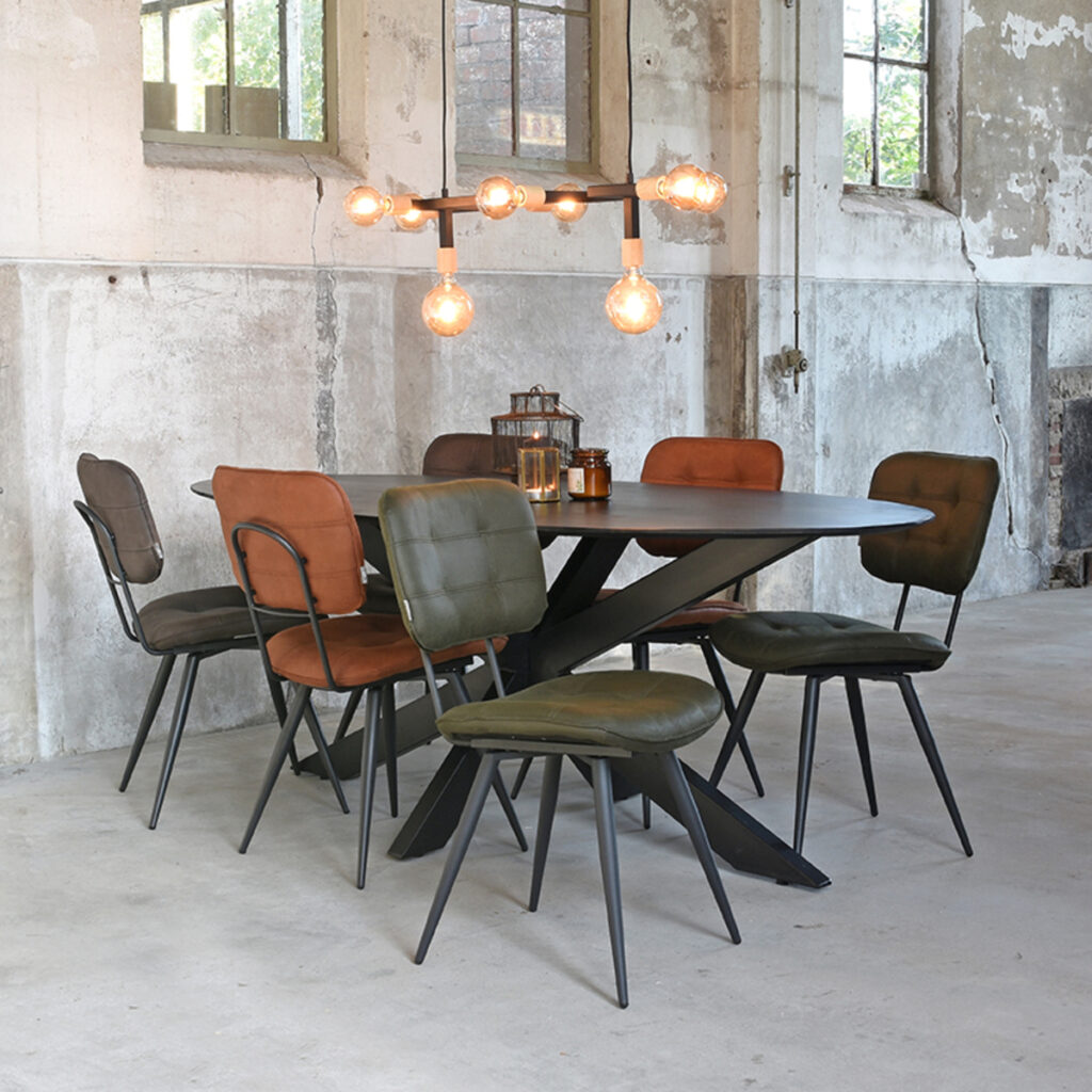pro_23738_img_9393597 LABEL51 Eetkamerstoel Gus - Cognac - Microvezel - Zwart Metaal