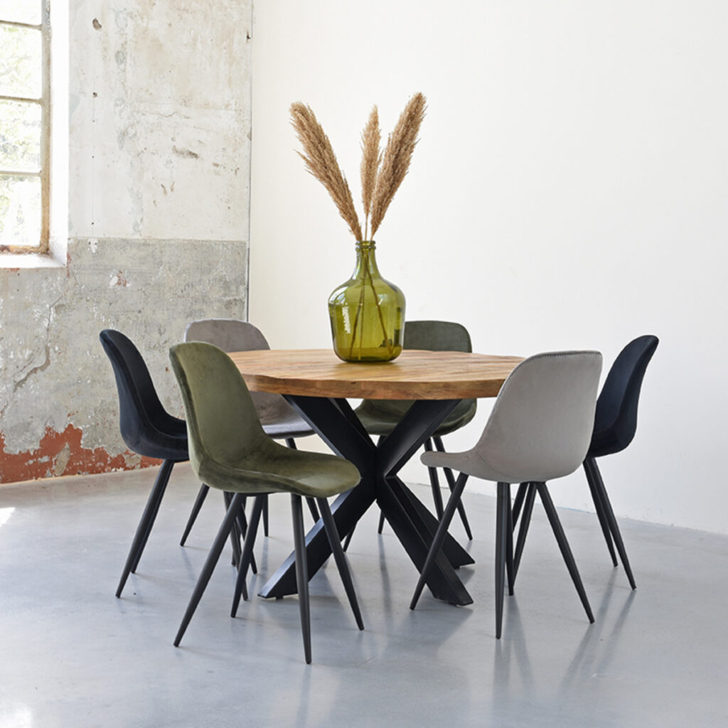 pro_6783_img_9392513 LABEL51 Eetkamerstoel Capri - Army - Fluweel - Zwart Metaal