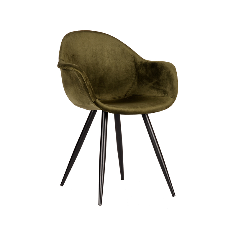 pro_7492_img_9393380 LABEL51 Eetkamerstoel Forli - Army - Fluweel - Zwart Metaal