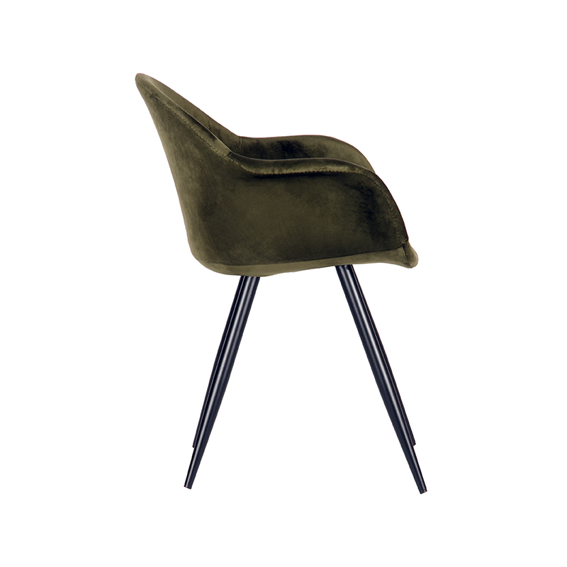 pro_7492_img_9393382 LABEL51 Eetkamerstoel Forli - Army - Fluweel - Zwart Metaal
