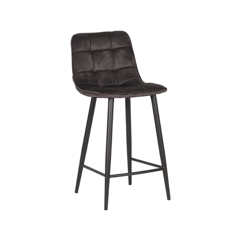 LABEL51 Barkruk Jelt - Antraciet - Velours - Laag
