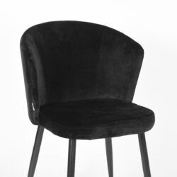 LABEL51 Eetkamerstoel Wave - Zwart - Fluweel - Zwart Metaal