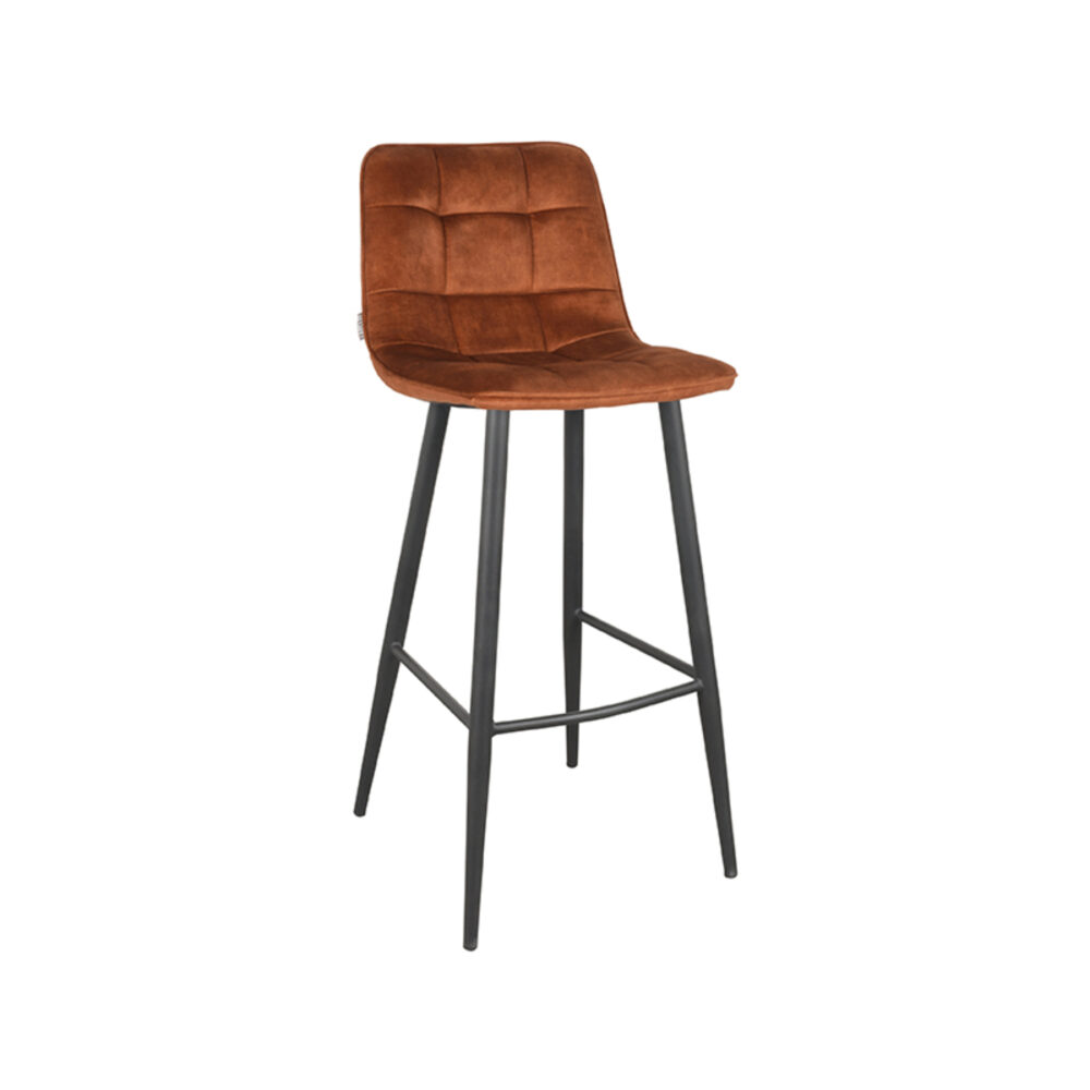 LABEL51 Barkruk Jelt - Oker - Velours - Hoog