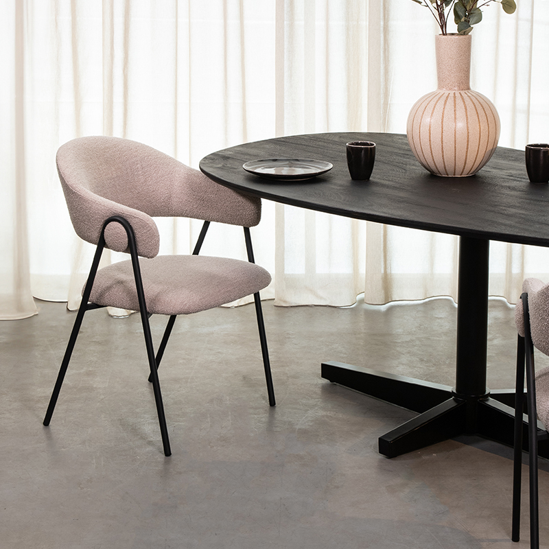 pro_77459_img_9394983 LABEL51 Eetkamerstoel Lowen - Naturel - Boucle - Zwart Metaal