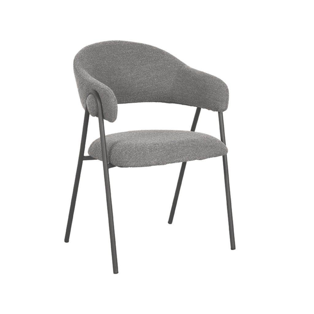 pro_77460_img_9394973 LABEL51 Eetkamerstoel Lowen - Grijs - Boucle - Zwart Metaal