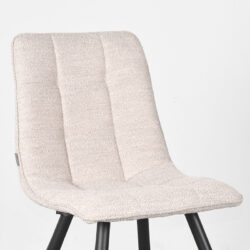 LABEL51 Eetkamerstoel Jelt - Naturel - Boucle - Zwart Metaal