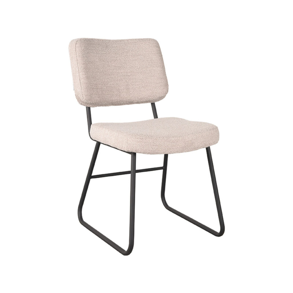 pro_79257_img_9396172 LABEL51 Eetkamerstoel Noah - Naturel - Boucle - Zwart Metaal