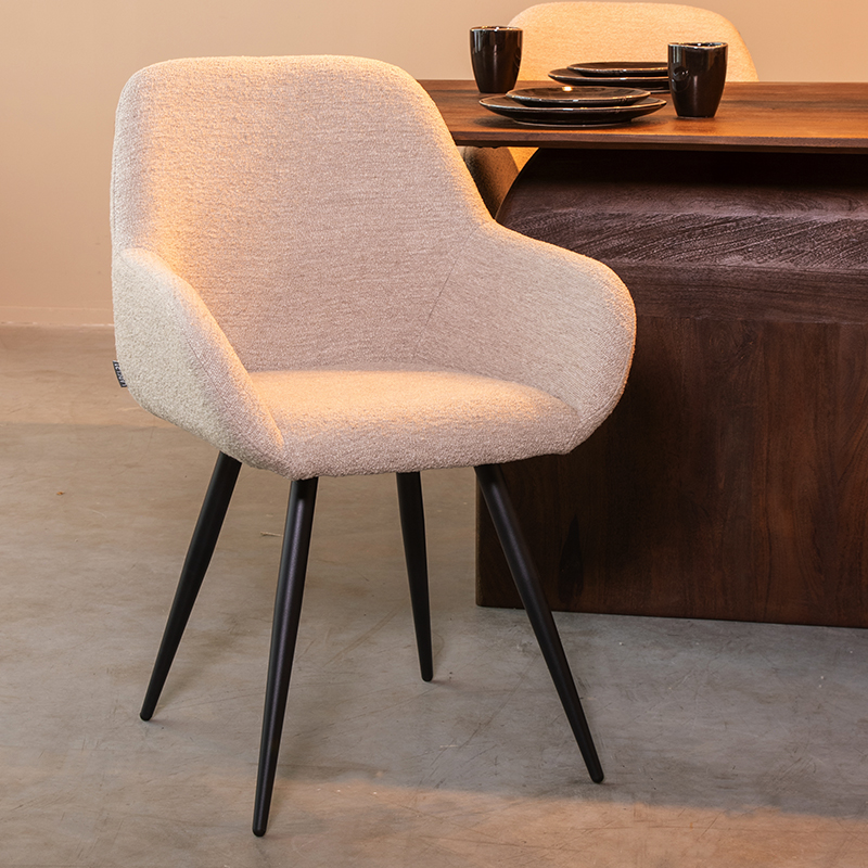pro_79316_img_9393106 LABEL51 Eetkamerstoel Fender - Naturel - Boucle - Zwart Metaal
