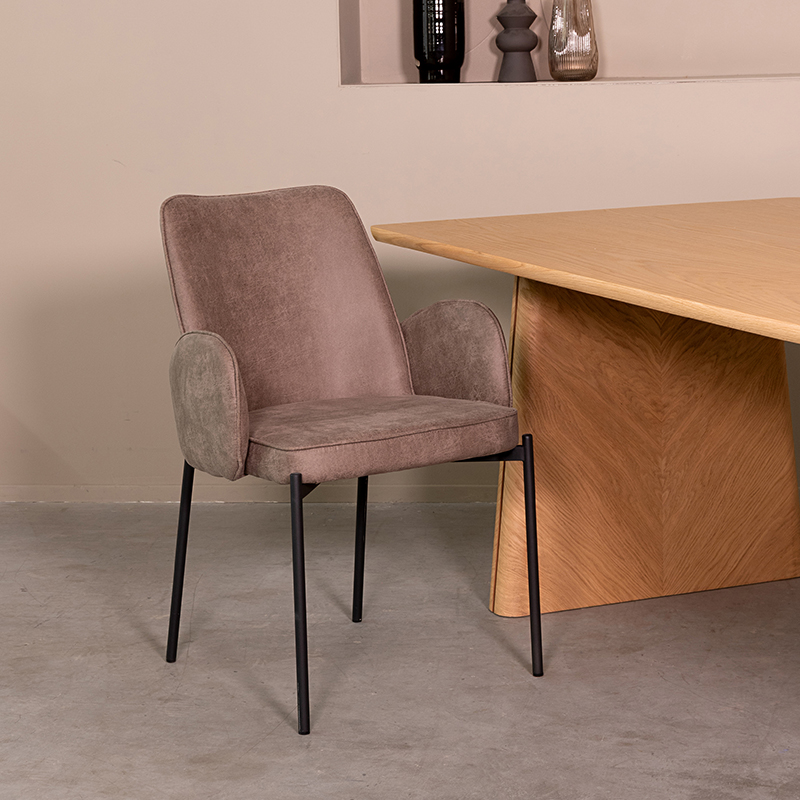 pro_79974_img_9394139 LABEL51 Eetkamerstoel Joni - Taupe - Micro Suede - Zwart Metaal